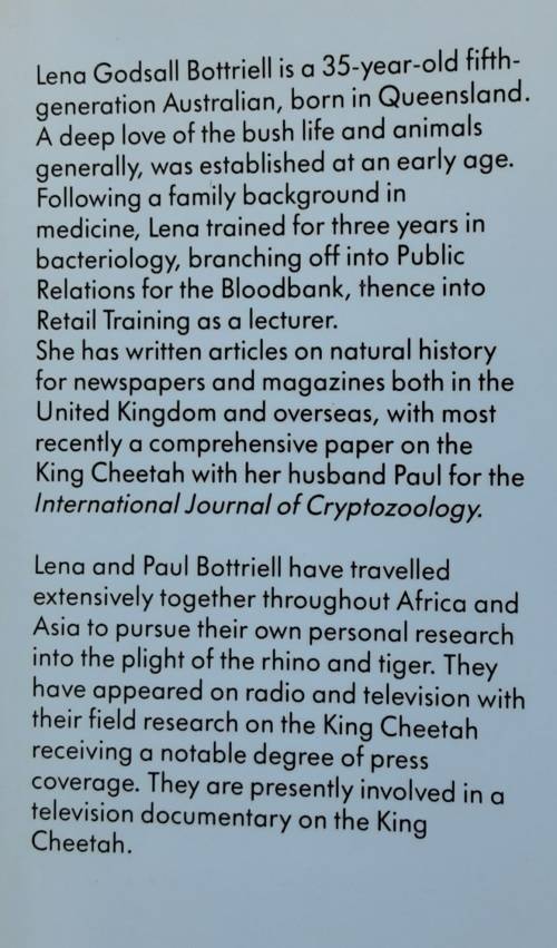 King Cheetah, The Story of the Quest by Lena Godsall Bottriell