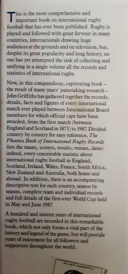 The Phoenix Book of International Rugby Records by John Griffiths