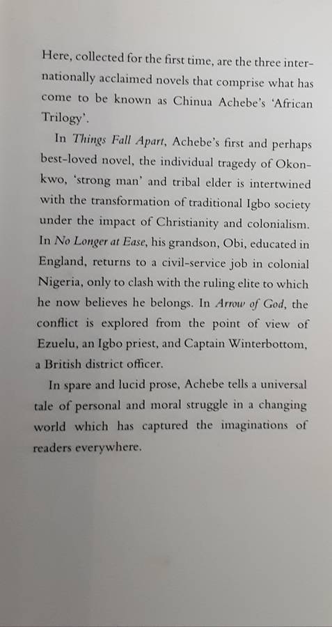 The African Trilogy, Things Fall Apart, No Longer at Ease, Arrow of God by Chinua Achebe