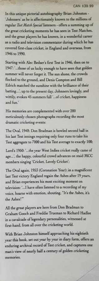Brian Johnston, Forty-Five Summers, personal Memories from the Commentary Box **SIGNED COPY**