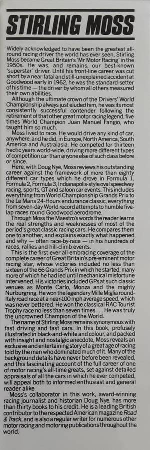 Stirling Moss, My Cars, My Career by Stirling Moss with Doug Nye