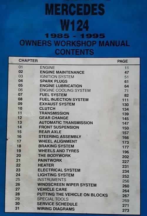 MERCEDES W124 1985-1995 Owners Workshop Manual by Technibooks