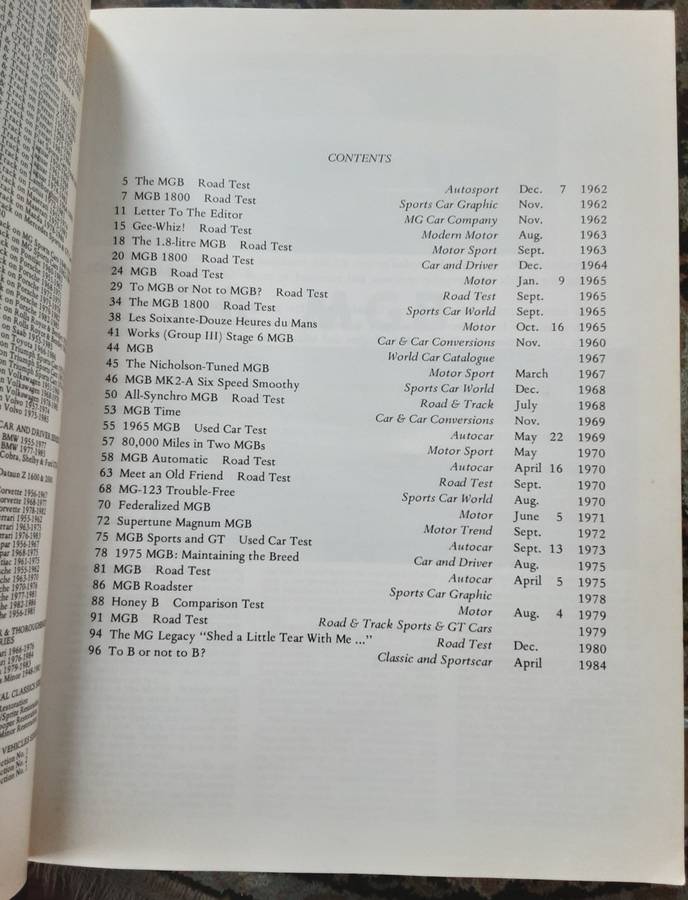 MGB Roadsters 1962-1980 compiled by R M Clarke