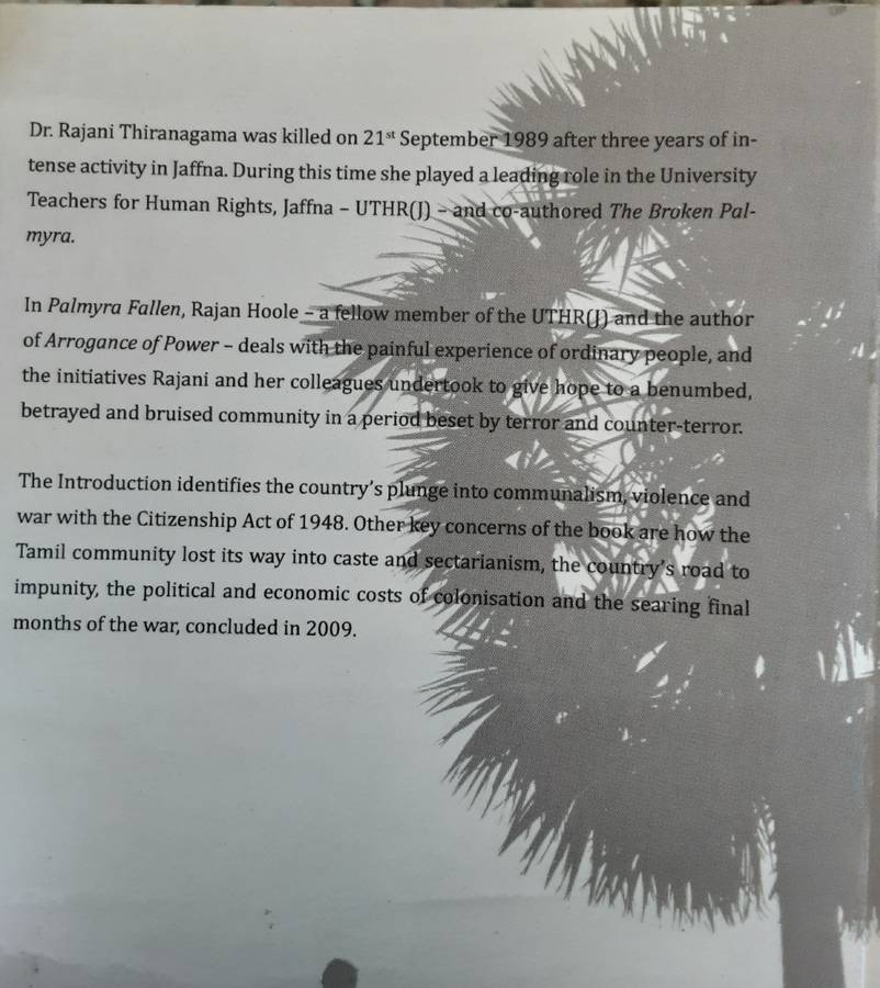 Palmyra Fallen, From Rajani to Wars End by Rajan Hoole