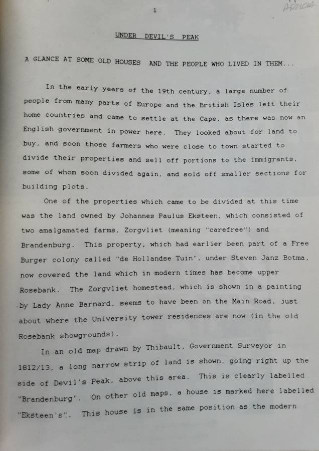 Under Devil`s Peak, Some Old Houses and the People Who Lived in Them by Adele Keen