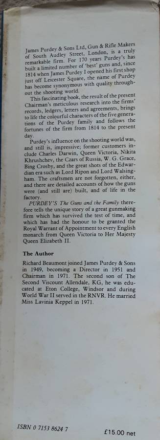 Purdey`s The Guns and the Family by Richard Beaumont