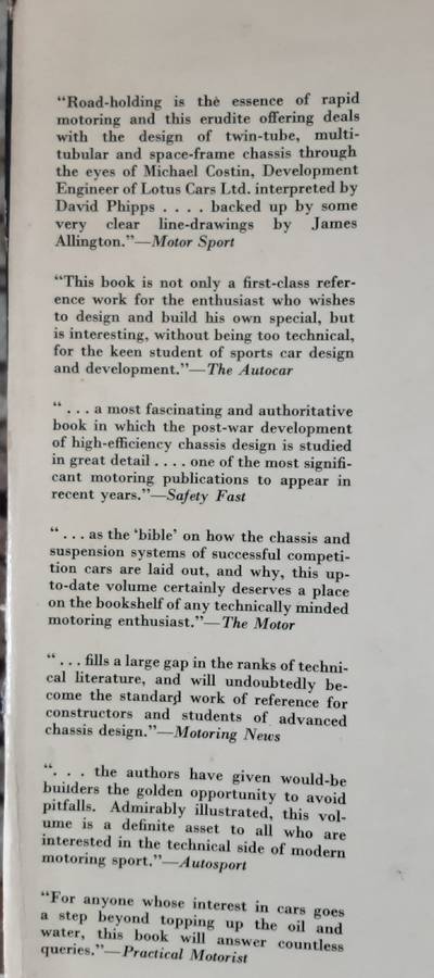 Racing and Sports Car Chassis Design by Michael Costin & David Phipps