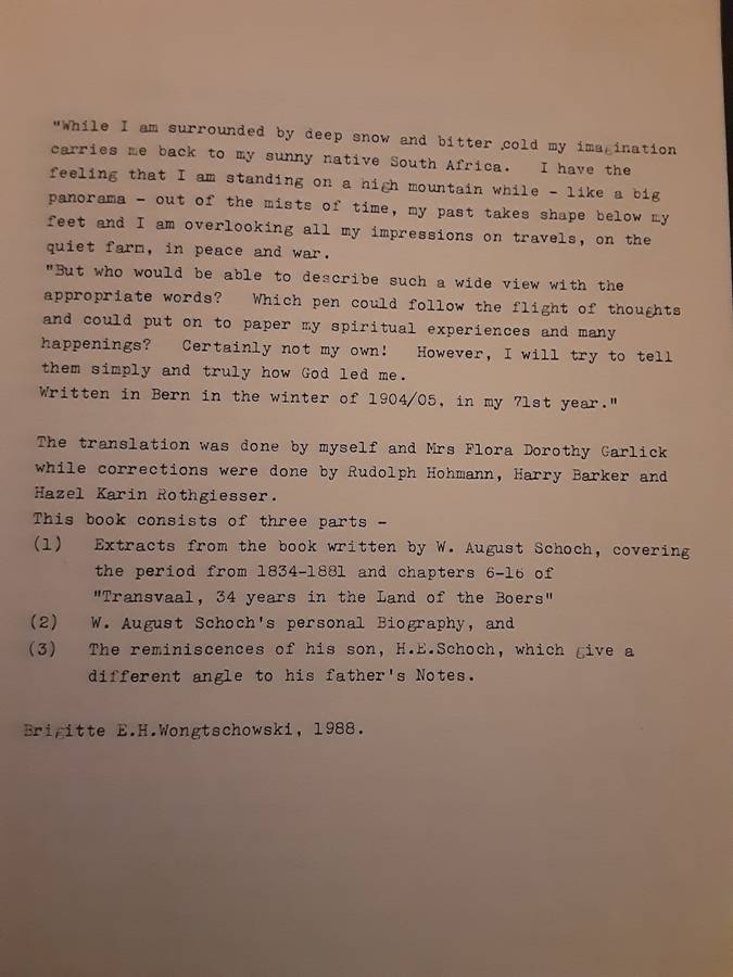 Schoch Family Memoirs edited by Brigitte Wongtschowski in 1988 **Scarce ***