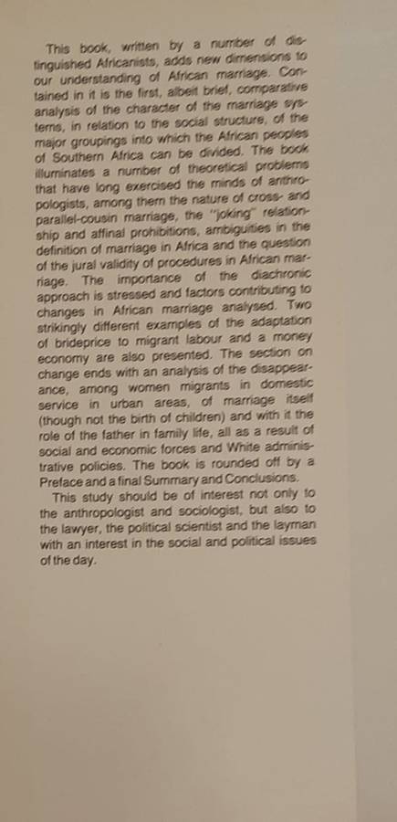 Essays on African Marriage in Southern Africa edited by Eileen Jensen Krige & John L Cormaroff
