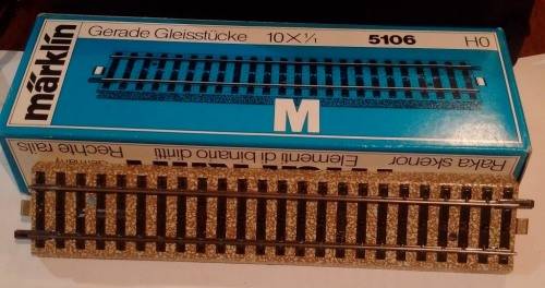 Märklin 10 Straight Rails - M Track - HO Scale