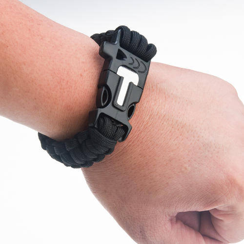 Wrist Rope Bracelet - 3 in one.. incorporates a fire striker rope cutter and a whistle