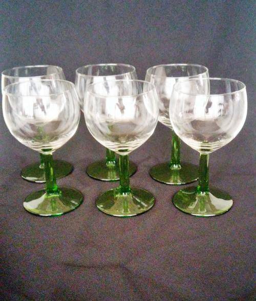 Set x6 Wine Glasses with Green Stem's
