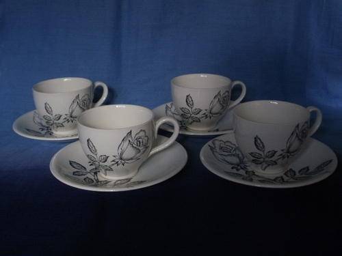 BURLEIGH WARE, WINDSOR 8 PIECE COFFEE CUPS & SAUCERS