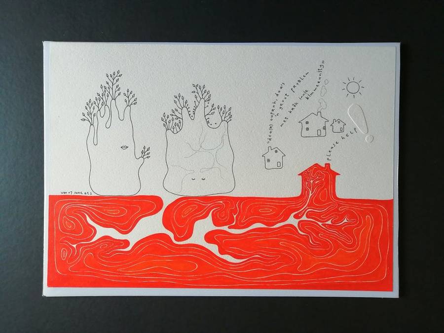 Art painted sketch on paper - "dea(r) ouprah" - A3 - format - landscape - created 2007