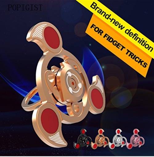 2017 Upgraded Alloy SILVER Hand Spinner in the Sky Tri-Spinner Fidget Toy & free fidget holder
