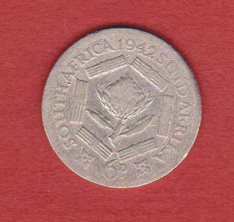 SA Silver SIXPENCE 1942 KING GEORGE Vl - 6d