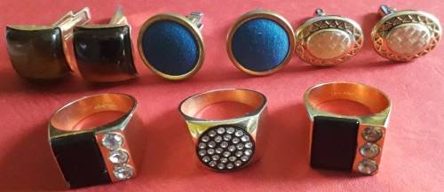 Costume jewellery - JOB LOT - mens rings and cufflinks - 1 bid for the lot