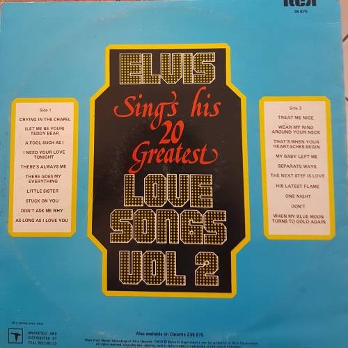 ELVIS PRESLEY Sings His 20 Greatest Love Songs Vol. 2 (Very Good/Very Good)