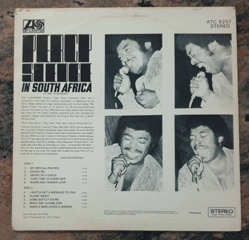 PERCY SLEDGE Live In South Africa (Very Good+/Very Good) Atlantic ATC 9257 SA Pressing 1970