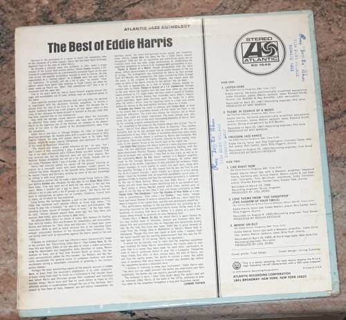 EDDIE HARRIS The Best Of (Very Good+/Very Good) Atlantic SD 1545 USA Pressing 1970 - RARE
