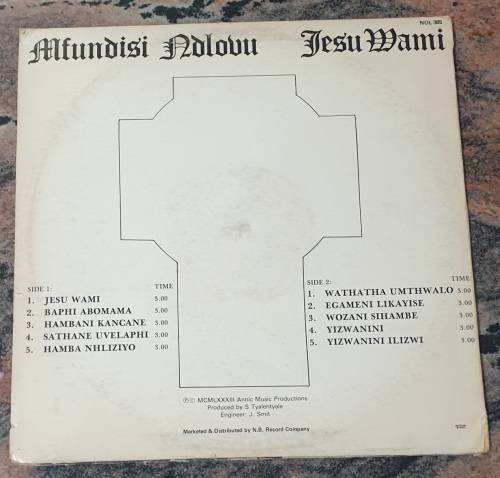 MFUNDISI NDLOVU Jesu Wami (Very Good+/Good) Number One Records NOL 385 South African Pressing