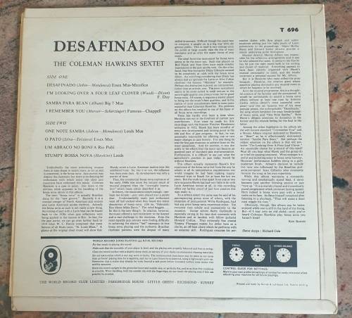 COLEMAN HAWKINS Sextet Desafinado (Very Good+/Very Good+) World Sound T 696 United Kingdom Pressing