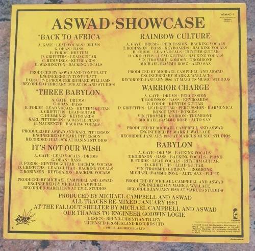 ASWAD Showcase  - Extended dub versions (Very Goood+/Very Good+) Island ASWAD 1 SA Pressing 1981