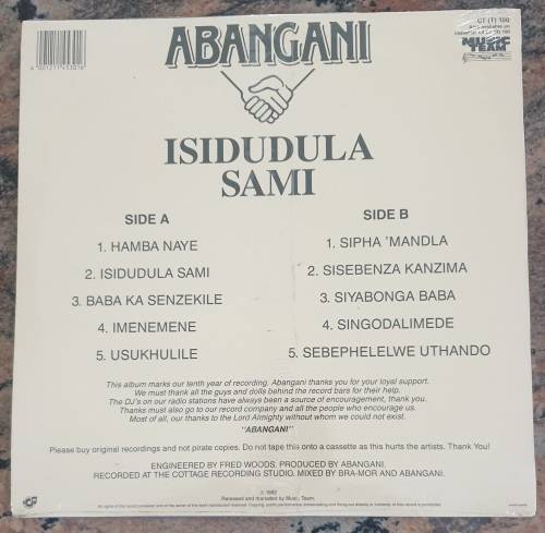 ABANGANI Isidulula Sami (Excellent/Excellent) Music Team CT (T) 100 SA Pressing 1992