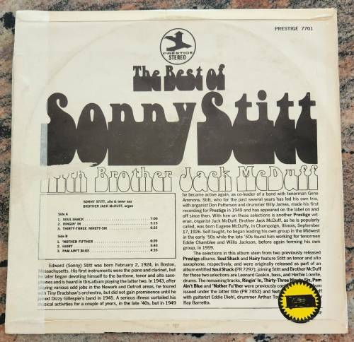 SONNY STITT The Best Of (VG+/VG) Prestige 7701 SA Pressing - RARE
