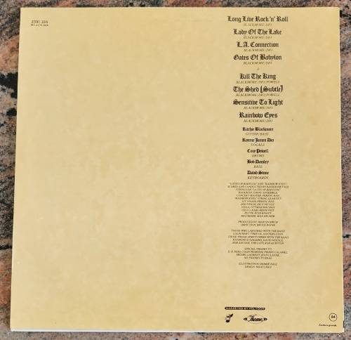 RAINBOW Long Live Rock `N Roll (Excellent/Excellent) Polydor 2391 335 SA Pressing 1978 - Lyrics