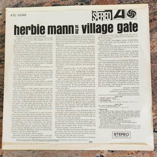 HERBIE MANN At The Village Gate (Very Good+/Very Good+) Atlantic ATC 9246 South African Pressing