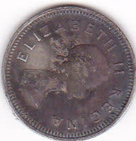 1959 UNION OF SOUTH AFRICA  SILVER THREEPENCE (TICKEY)