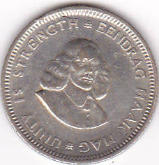 1963 SOUTH AFRICA  FIVE CENTS SILVER