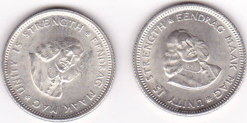 1964 SOUTH AFRICA  FIVE CENTS SILVER ( 2 COINS --- BID IS PER COIN)
