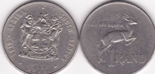 1977 RSA  NICKEL ONE RAND COINS ***GOOD COINS*****BID IS PER COIN