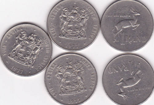 1977 RSA  NICKEL ONE RAND COINS ***GOOD COINS*****BID IS PER COIN