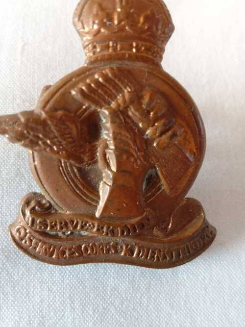 SADF - SA ARMY Q-SERVICES CORPS (WW2) COLLAR BADGE SET - VERY RARE