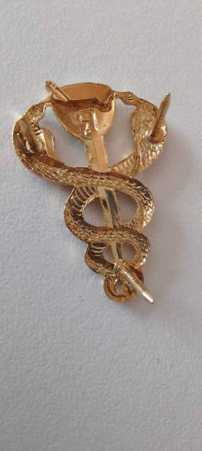 SADF / SA ARMY/ SAMS medical  PHARMACIST BI-METAL BREAST BADGE  --- with pins **