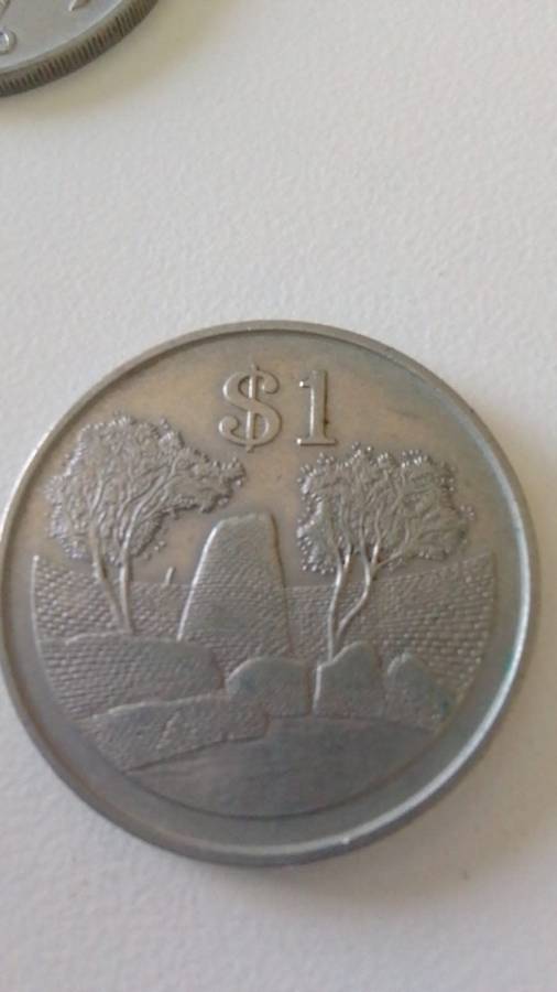 ZIMBABWE 1980 ONE DOLLAR COIN -NICKEL PLATED STEEL (BID PER COIN)