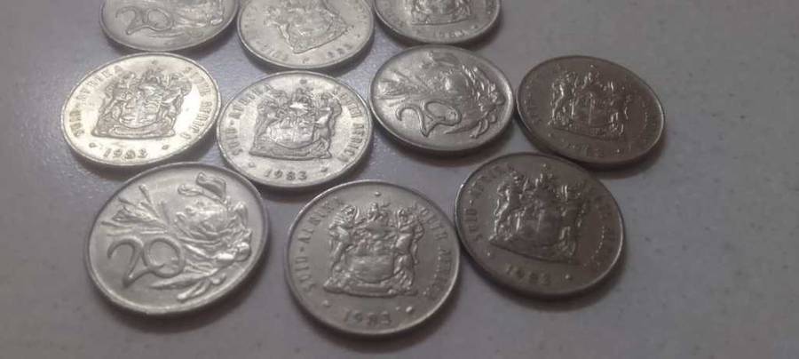 1983 RSA TWENTY CENT NICKEL (BID PER COIN)