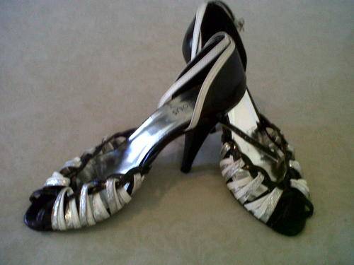 black and white heels