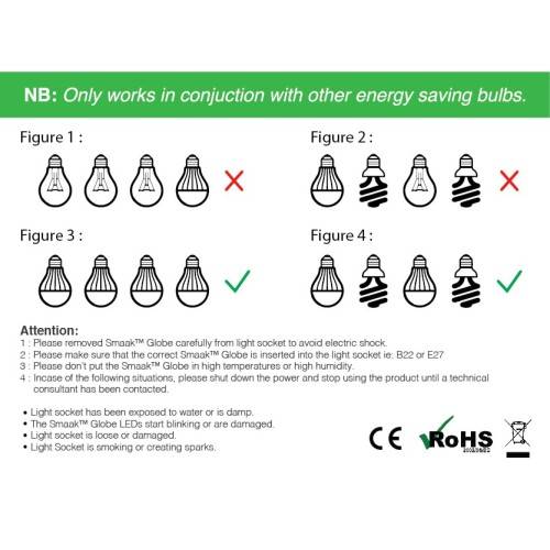 3 x SMAAK E27 Screw LED Rechargeable Light Bullb - Never get left in the Dark