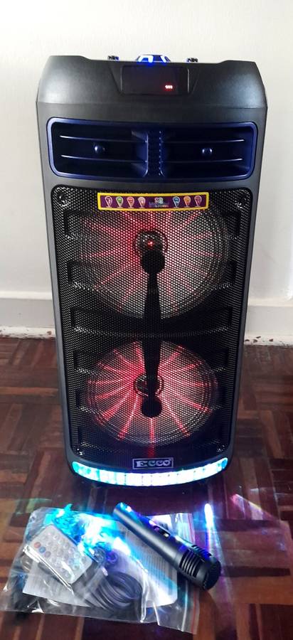BIG 8x2` Ecco 3000W Bluetooth Speaker with microphone and Remote
