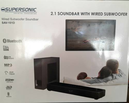Supersonic - 2.1 Channel Bluetooth Sound Bar and Subwoofer - Sound System