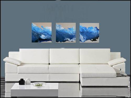 " Shorebreak "  Original abstract artwork ! . READY TO HANG set of 3