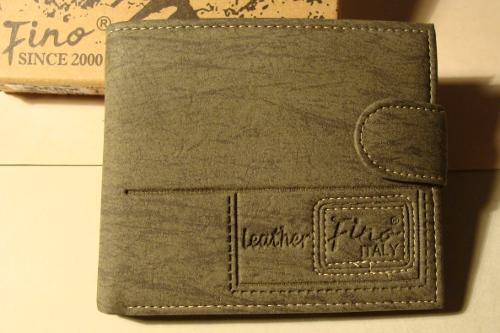 Green mens wallet - leather