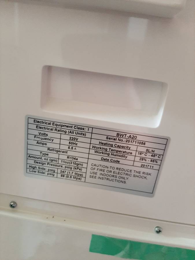 Atmospheric Water Generator Air to Water Dispenser 20L (BWT-A20)