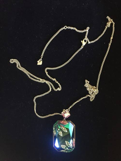 Swarovski necklace set with a large multi-coloured crystal