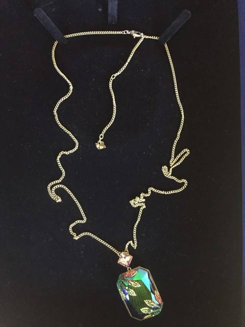 Swarovski necklace set with a large multi-coloured crystal