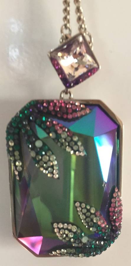 Swarovski necklace set with a large multi-coloured crystal